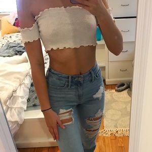 White off the shoulder tube top